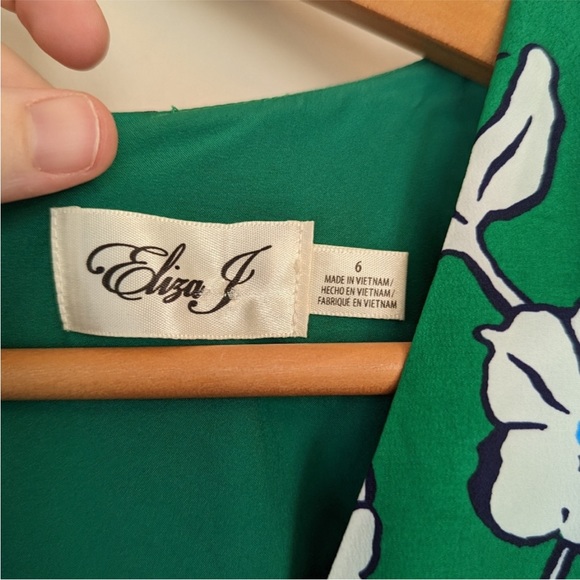 Eliza J Green Floral Faux Wrap Midi Dress - Picture 15 of 15